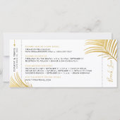 Gold Palm Tree Boarding Pass Beach Save the Date (Rückseite)