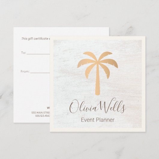 Gold Palm Tree Geschenkgutschein (Vorne/Hinten)