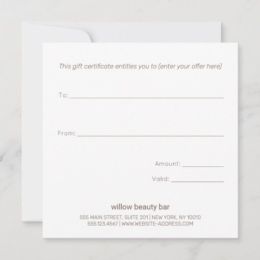 Gold Palm Tree Geschenkgutschein (Rückseite)