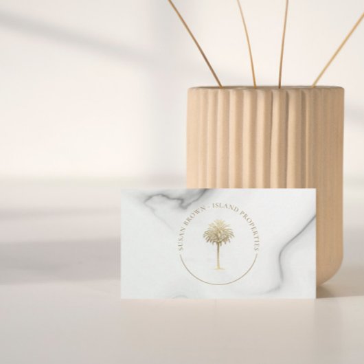 Gold Palm Tree Logo Marmormuster Geschäftskarte Visitenkarte