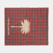 Gold Palm Tree Red Buffalo Kariert Fleecedecke (Vorderseite (Horizontal))