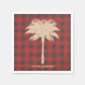Gold Palm Tree Red Buffalo Kariert Serviette (Vorderseite)