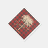 Gold Palm Tree Red Buffalo Karierte Weihnachten Serviette (Ecke)