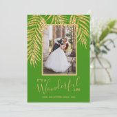 Gold Palm Tropical Christmas Foto Feiertagskarte (Stehend Vorderseite)