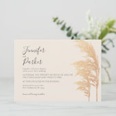 Gold Pampas Boho Rustic Woodsy Wedding Einladung (Stehend Vorderseite)