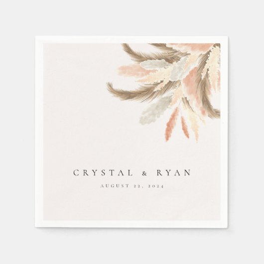 Gold Pampas Grass Wedding Guest Paper C100 Serviette (Vorderseite)