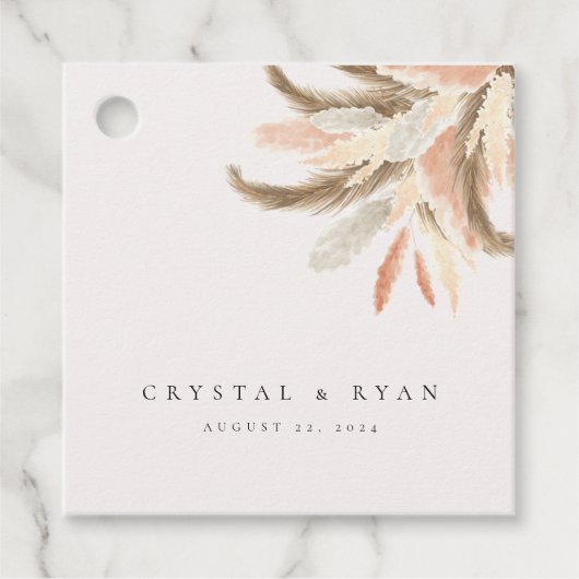 Gold Pampas Grass Wedding Guest Paper Geschenk C10 Geschenkanhänger (Vorderseite)