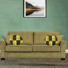 Gold-Paneled-Black-IV Rundes Kissen