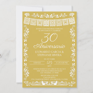 Gold Papel Picado 30. Hochzeitstag Einladung