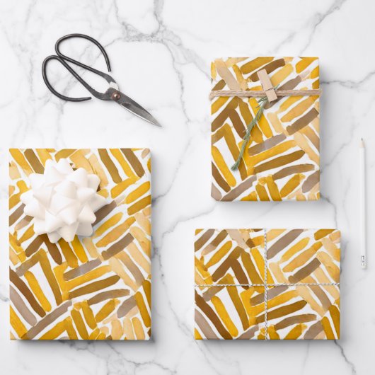 Gold Paper Design Vier Geschenkpapier Set (Vorderseite)