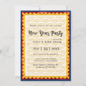 Gold Papercut Rabbit Chinesisches Neujahr 2023 Blu Einladung (Rückseite)