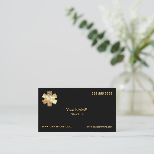 Gold Paramedic EMT EMS Visitenkarte (Stehend Vorderseite)