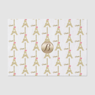 Gold Paris Eiffel Tower Monogram Moderne Party Seidenpapier