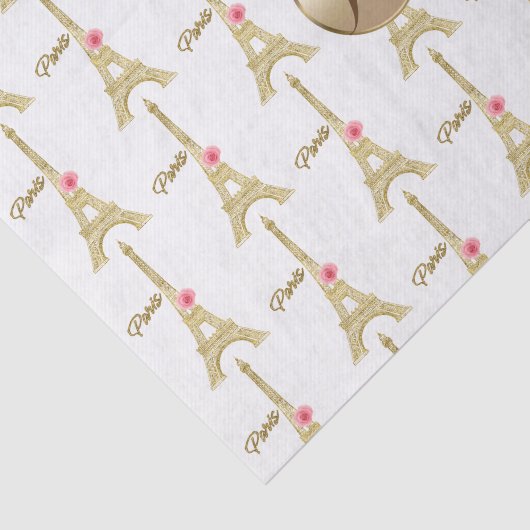 Gold Paris Eiffelturm Monogram Modernes Party Seidenpapier (Ausschnitt)