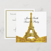 Gold Paris France Skyline #2 Sweet 16 SQ Einladung (Vorne/Hinten)