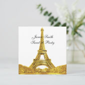 Gold Paris France Skyline #2 Sweet 16 SQ Einladung (Stehend Vorderseite)