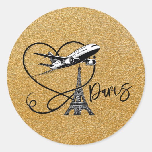 Gold Paris Passport Runder Aufkleber (Vorderseite)