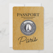Gold Paris Reisepass Hochzeit Einladung (Rückseite)