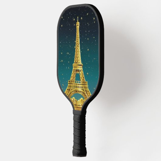 Gold Paris Skyline #2 Aquamariner Starry Sky Pickleball Schläger (Links)
