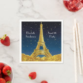 Gold Paris Skyline #2 Blue Starry Sweet 16 SQ Serviette (Beispiel)