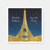 Gold Paris Skyline #2 Blue Starry Sweet 16 SQ Serviette (Vorderseite)