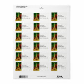 Gold Paris Skyline #2 Weihnachtsstar Adressaufkleber (Vorne)