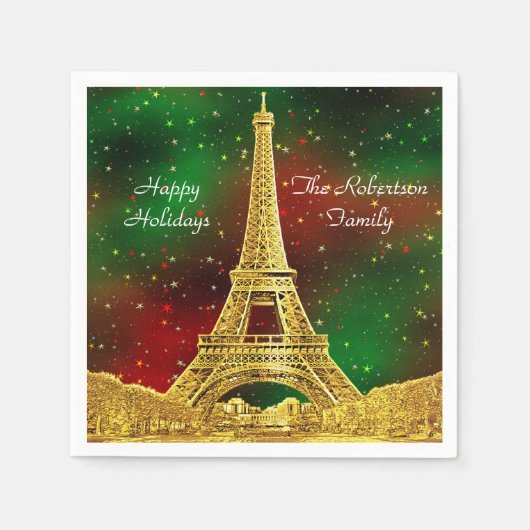 Gold Paris Skyline #2 Weihnachtsstar Serviette (Vorderseite)