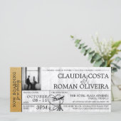 Gold Paris Wedding Boarding Pass Einladung (Stehend Vorderseite)