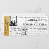 Gold Paris Wedding Boarding Pass Einladung (Vorderseite)