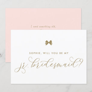 Gold Pariser Bow wirst du mein Jr. Bridesmaid sein Einladung