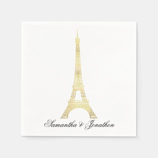 Gold Pariser Eiffelturm Hochzeit Custom Napkins Serviette (Vorderseite)