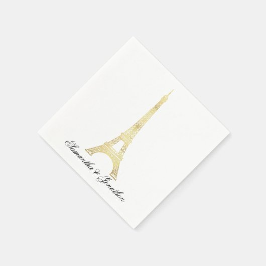 Gold Pariser Eiffelturm Hochzeit Custom Napkins Serviette (Ecke)