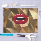 Gold Party Luxus Glam Roter Tropfen Tropfen Lippen Seidenpapier (Handwerk)