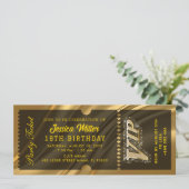 GOLD Party Ticket Einladung (Stehend Vorderseite)