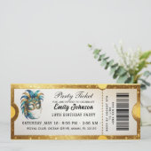 Gold Party Ticket Invitation 2026 Einladung (Stehend Vorderseite)