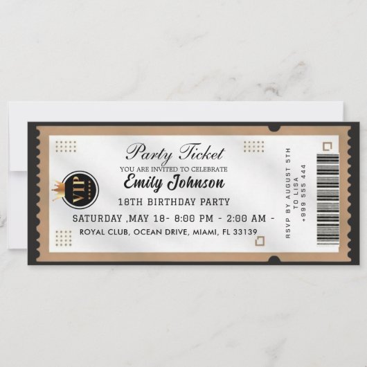 Gold  Party Ticket Invitation 2026 Einladung (Vorderseite)
