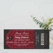 Gold Party Ticket Invitation Einladung (Stehend Vorderseite)