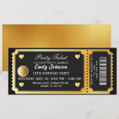 Gold Party Ticket Invitation Einladung (Vorne/Hinten)