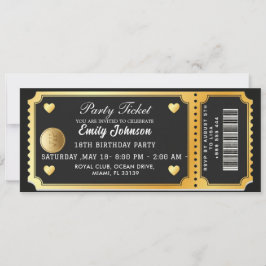 Gold Party Ticket Invitation Einladung