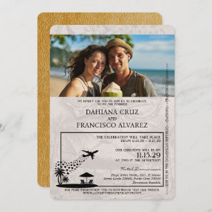 Gold-Passport-Hochzeit der Dominikanischen Republi Einladung