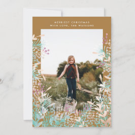 Gold Pastel Berries Weihnachtsfeiertag Fotokarte Feiertagskarte