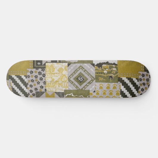 Gold Patchwork Skateboard Deck (Horizontal)