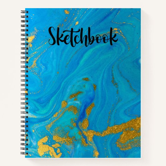 Gold Pattern School Sketchbook Notizblock (Vorderseite)