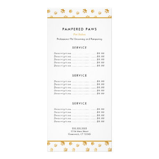 Gold Paw druckt Berufliche Pet Salon Services Werbekarte
