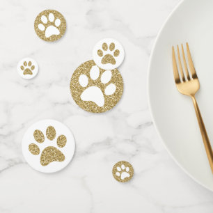 Gold Paw druckt Hunde Katzen Tierspuren groß Konfetti