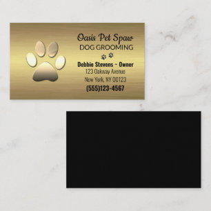 Gold Paw Print Dog Pet Grooming Service Business Visitenkarte