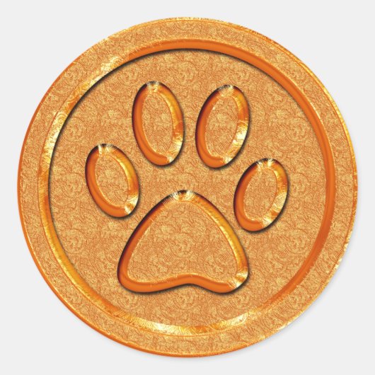 Gold Paw Print Runder Aufkleber (Vorderseite)