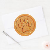 Gold Paw Print Runder Aufkleber (Umschlag)