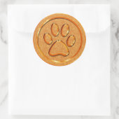 Gold Paw Print Runder Aufkleber (Tasche)