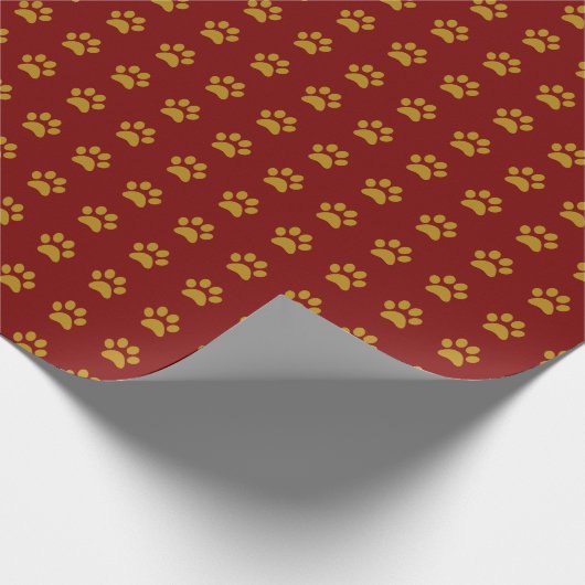 Gold Paw Print Theme Geschenkpapier (Ecke)